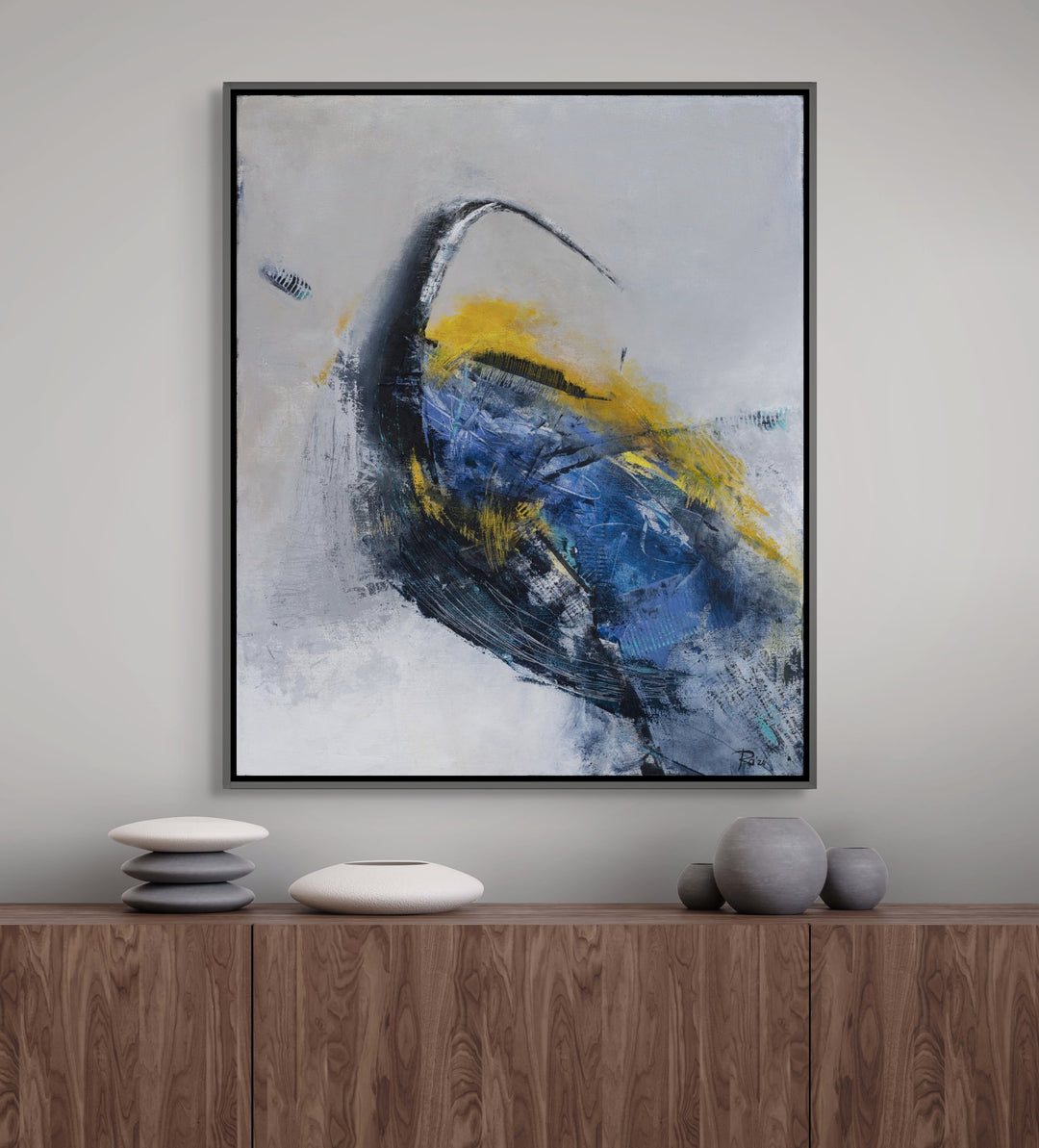 Abstract Blue Gold Grey