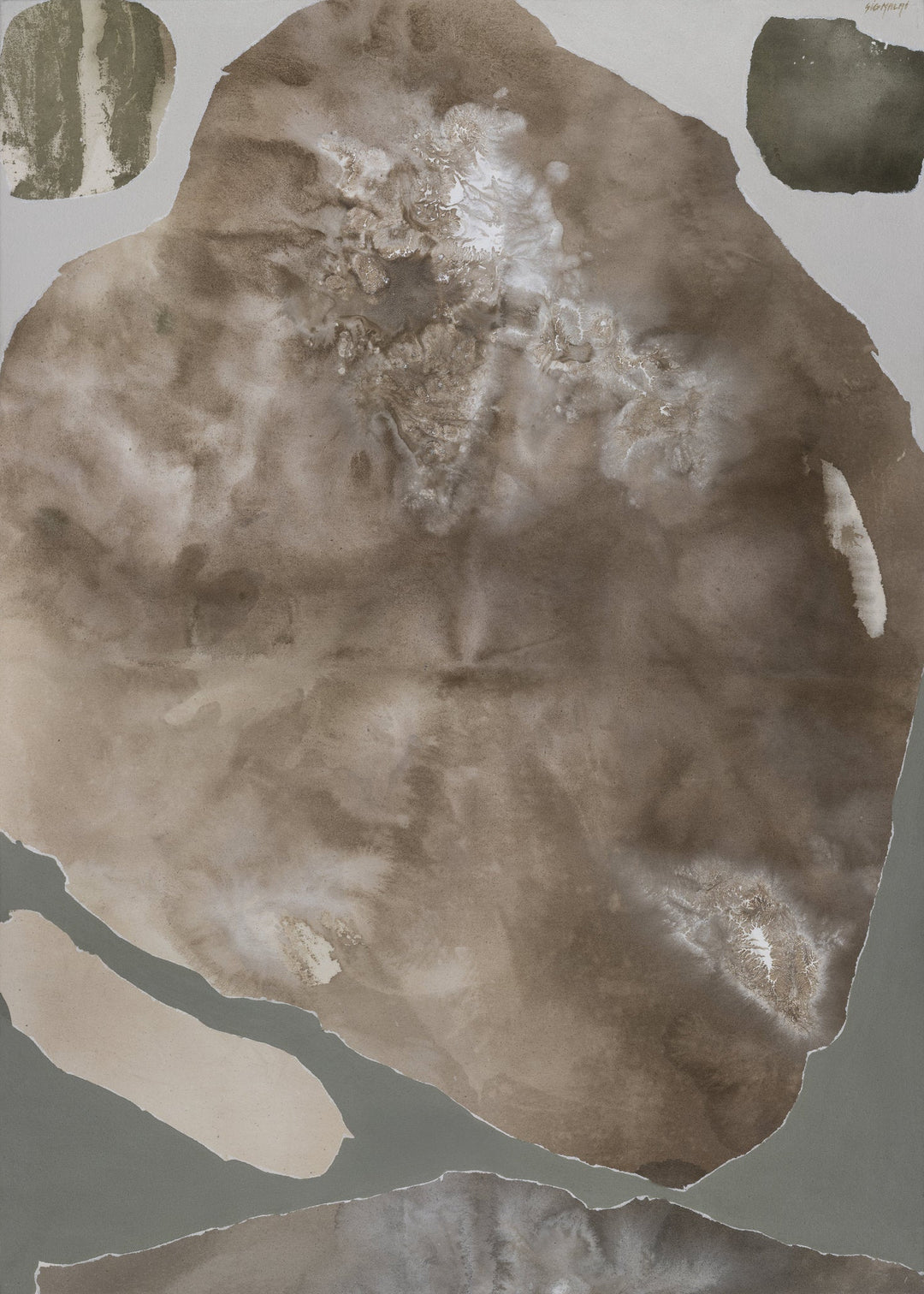 Abstract painting “I Accept” by Monika Zajarskienė featuring muted earthy tones, soft blended color transitions, and natural organic textures. The artwork creates a sense of balance, calm, and inner peace, symbolizing acceptance and quiet emotional clarity. Ideal for modern minimalist interiors and neutral contemporary décor.