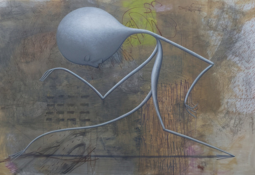 “Lonesome Sperm in Beverly Hills” by Lithuanian surrealist Andrius Miezis explores solitude and irony through a minimalist, abstract figure moving across a textured urban backdrop. The piece blends humor with quiet melancholy, inviting reflection on identity and belonging. Available exclusively at Giclée Makers as a museum-quality giclée print on archival canvas or fine art paper.