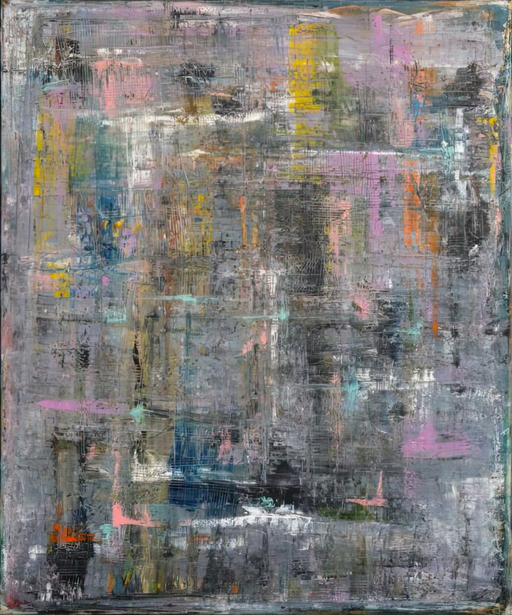 Abstract art with a mix of colors on a textured surface